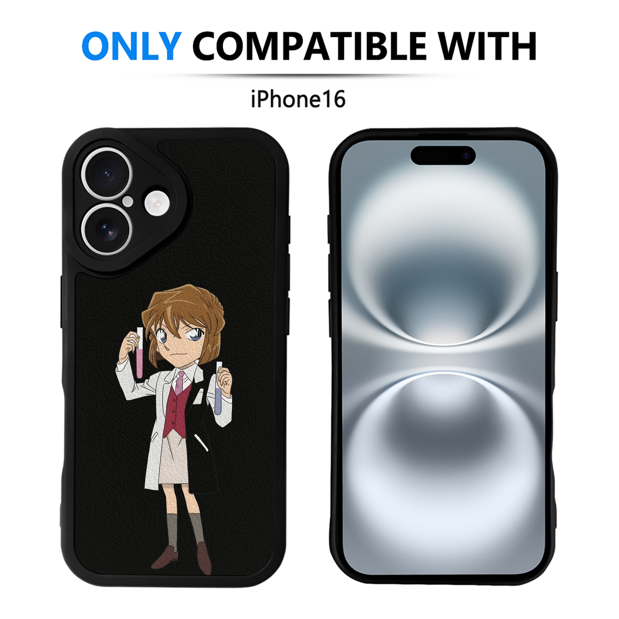 （画像用） 名探偵コナン 灰原 哀 はいばら あい Detective Conan Anita Hailey、Vi Graythorn Haibara Ai 【iPhone 16シリーズ対応】シリコンスマホケース（レザー調） 材質：シリコン